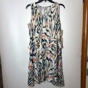 NWT 1.STATE Dress Urban Frontier Lined Peplum Abstract L LARGE